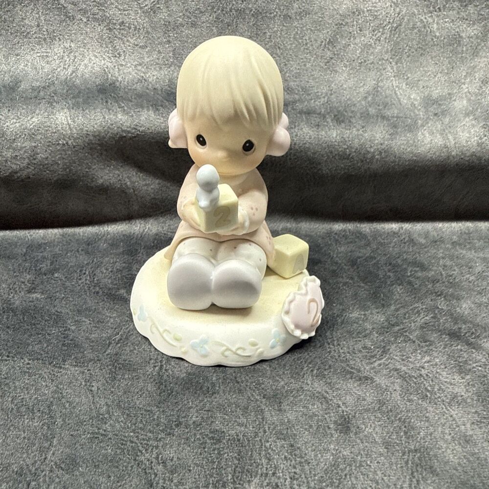 Precious Moments Growing In Grace Age 2 Porcelain Figurine Blonde Girl